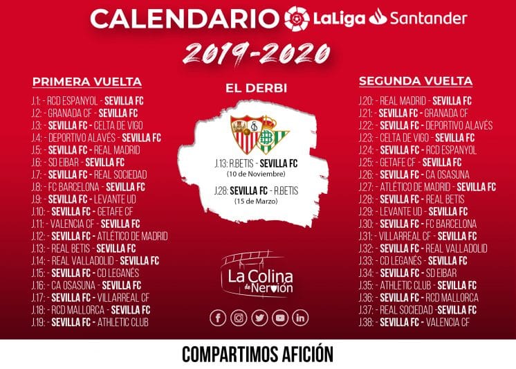 Calendario de Liga 2019/20 | Imagen: La Colina de Nervión