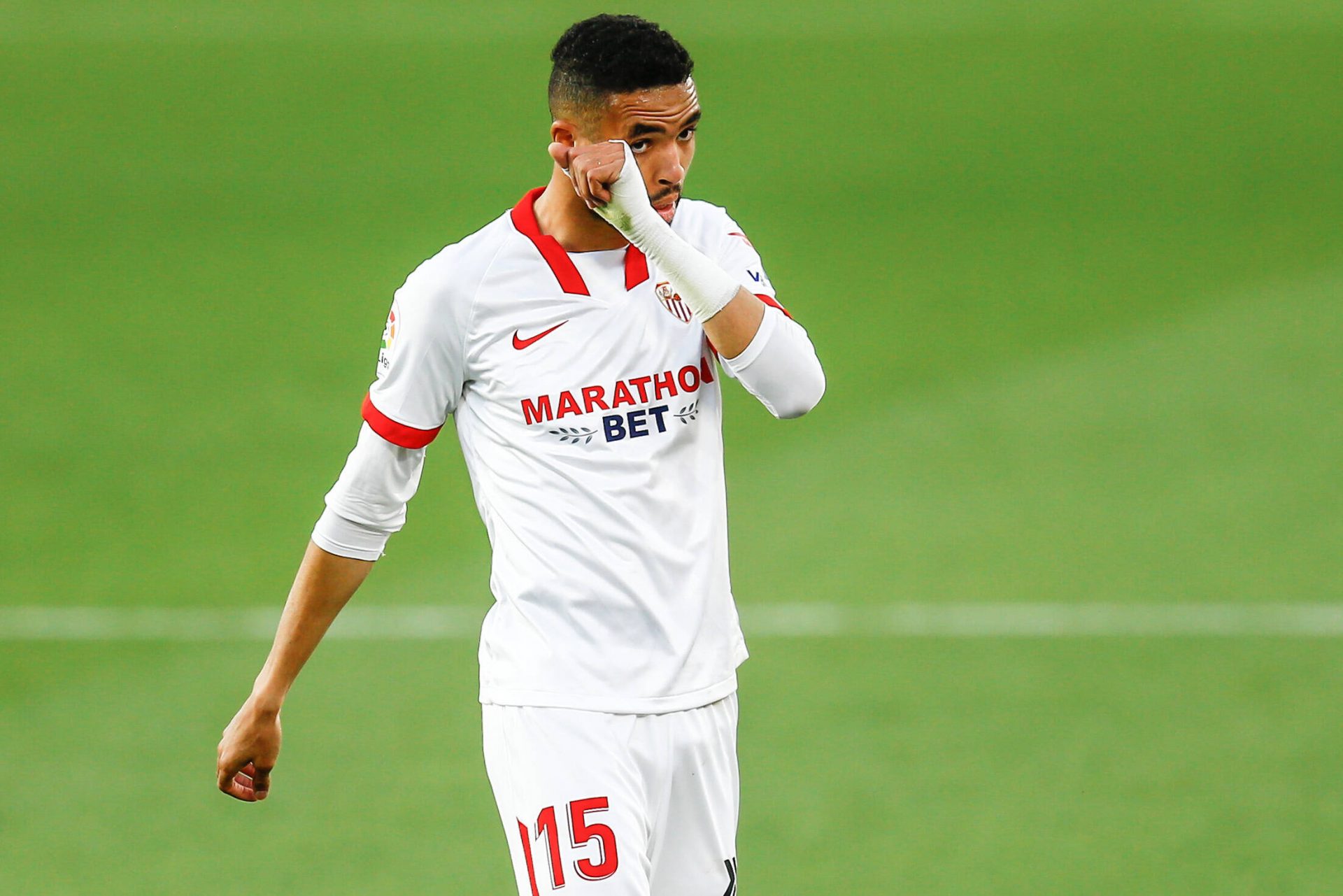 Youssef En Nesyri, delantero centro del Sevilla FC, en el encuentro ante el Elche