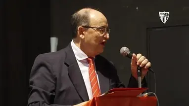 El presidente tomó la palabra en el acto. / Foto vía: Sevilla FC