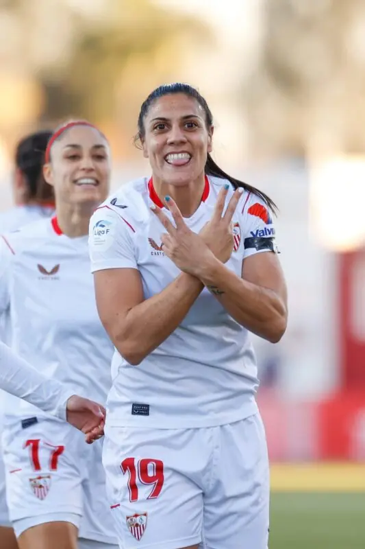 La delantera del Sevilla FC Femenino, Martín-Prieto, celebrando el gol en la Liga F / Imagen: Sevilla FC