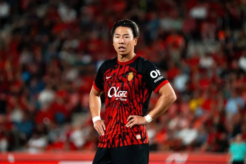 Asano, el fichaje estrella estival del RCD Mallorca, durante un encuentro de la presente temporada.